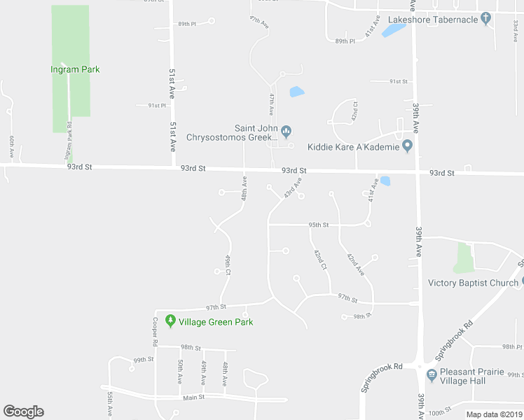 map of restaurants, bars, coffee shops, grocery stores, and more near 9460 43rd Ave in Pleasant Prairie