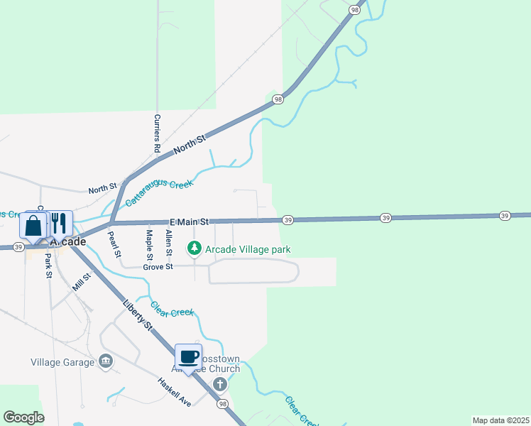 map of restaurants, bars, coffee shops, grocery stores, and more near 100 Sherman Drive in Arcade