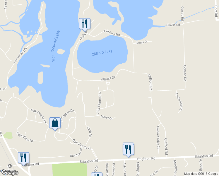 map of restaurants, bars, coffee shops, grocery stores, and more near 4499 Quebec Lane in Brighton