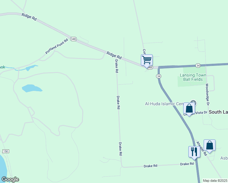 map of restaurants, bars, coffee shops, grocery stores, and more near 218 Drake Rd in Lansing