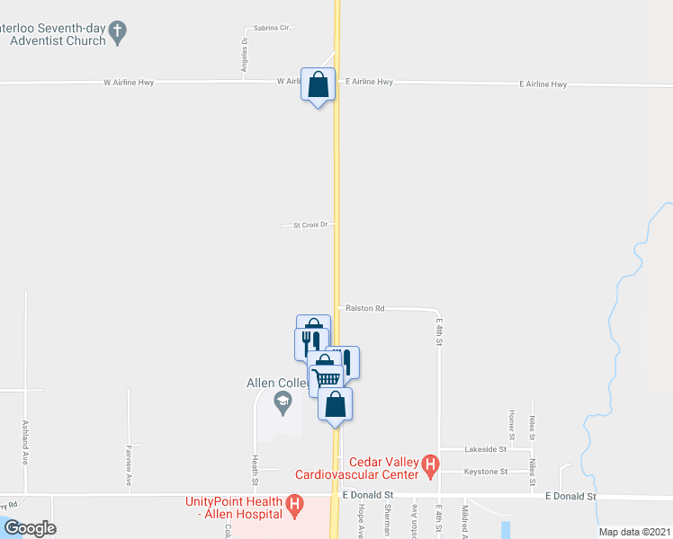 map of restaurants, bars, coffee shops, grocery stores, and more near 2545 Logan Avenue in Waterloo