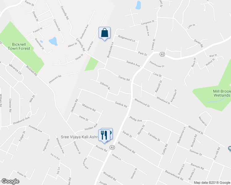 map of restaurants, bars, coffee shops, grocery stores, and more near 2 Martin Street in Burlington