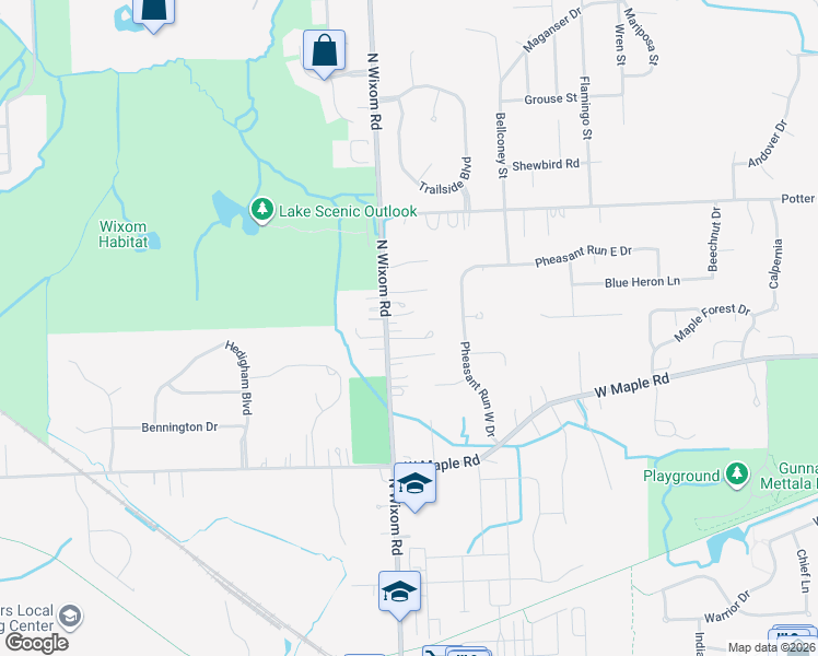 map of restaurants, bars, coffee shops, grocery stores, and more near 992 North Wixom Road in Wixom