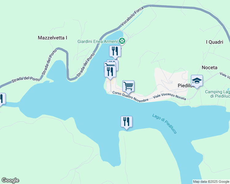 map of restaurants, bars, coffee shops, grocery stores, and more near 69 Corso Raniero Salvati in Piediluco