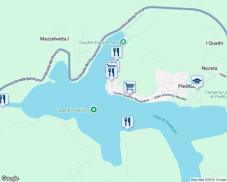 map of restaurants, bars, coffee shops, grocery stores, and more near 69 Corso Raniero Salvati in Piediluco