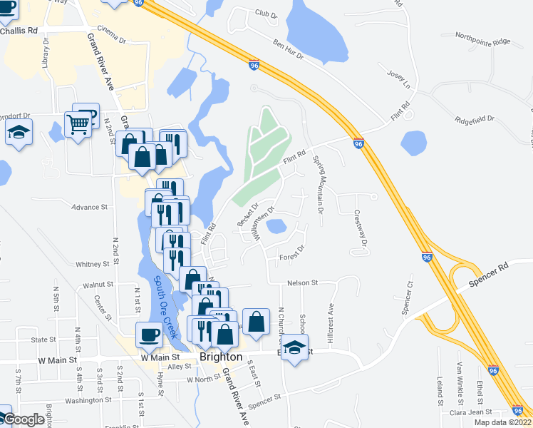 map of restaurants, bars, coffee shops, grocery stores, and more near 372 Williamsen Drive in Brighton