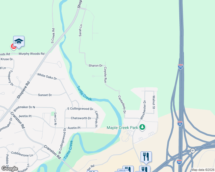 map of restaurants, bars, coffee shops, grocery stores, and more near 2955 Deer Path Way in Beloit