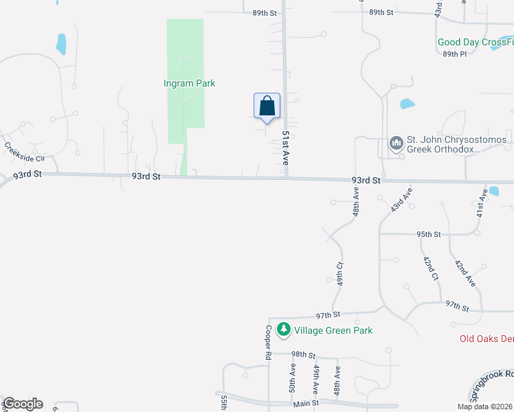 map of restaurants, bars, coffee shops, grocery stores, and more near 5221 93rd Street in Pleasant Praire