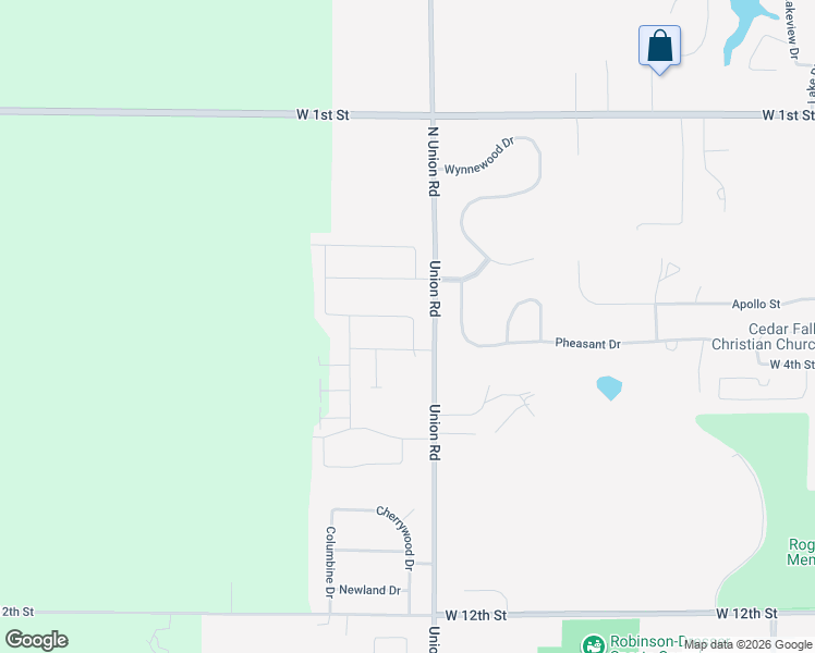 map of restaurants, bars, coffee shops, grocery stores, and more near 4100-4198 Thresher Court in Cedar Falls
