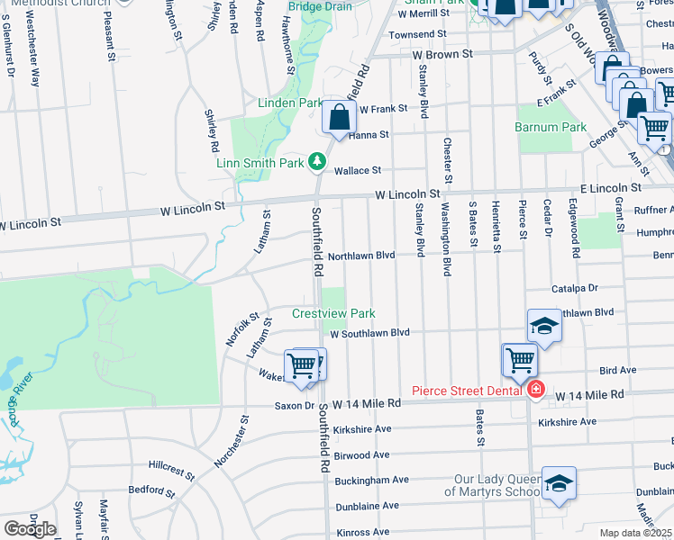 map of restaurants, bars, coffee shops, grocery stores, and more near 1494 Shipman Boulevard in Birmingham