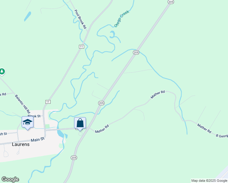 map of restaurants, bars, coffee shops, grocery stores, and more near 1664 New York 205 in Oneonta