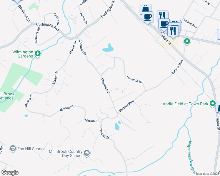 map of restaurants, bars, coffee shops, grocery stores, and more near 76 Chestnut Street in Wilmington