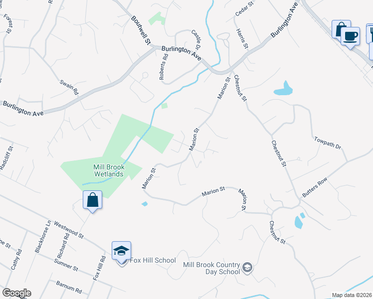 map of restaurants, bars, coffee shops, grocery stores, and more near 33 Marion Street in Wilmington
