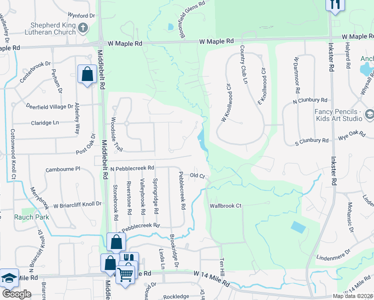map of restaurants, bars, coffee shops, grocery stores, and more near 5147 Corners Drive in West Bloomfield Township
