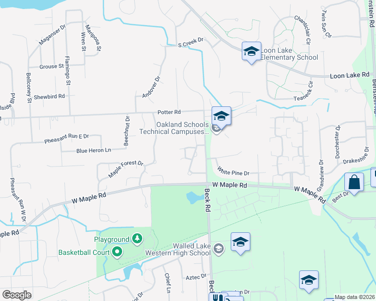 map of restaurants, bars, coffee shops, grocery stores, and more near 986 Rikki Ann Court in Wixom