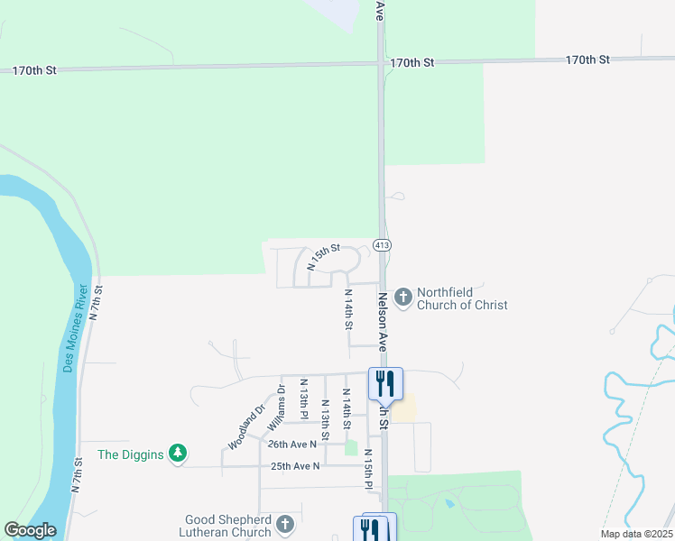 map of restaurants, bars, coffee shops, grocery stores, and more near 15th Street in Fort Dodge