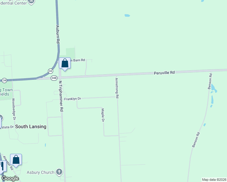 map of restaurants, bars, coffee shops, grocery stores, and more near 134 Armstrong Road in Lansing