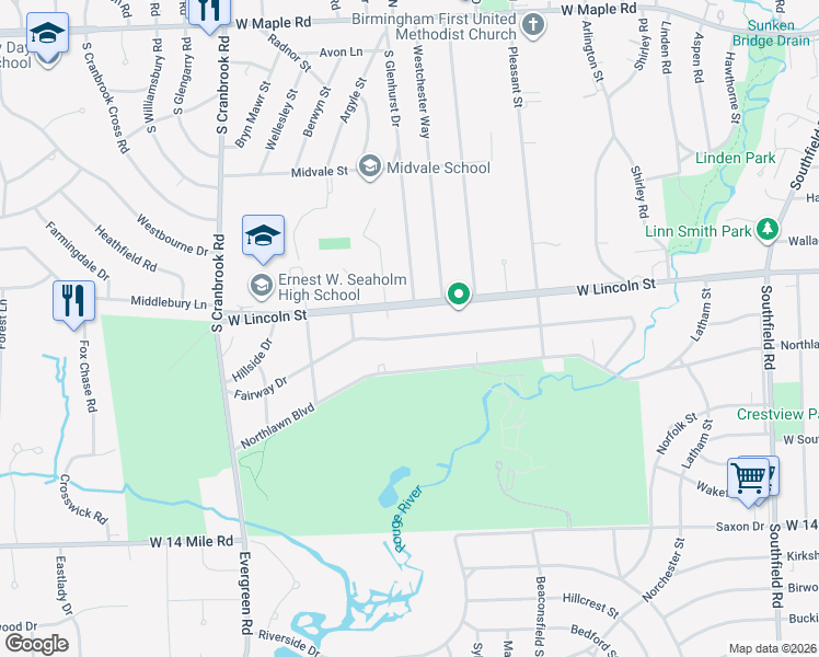 map of restaurants, bars, coffee shops, grocery stores, and more near 1986 Fairway Drive in Birmingham