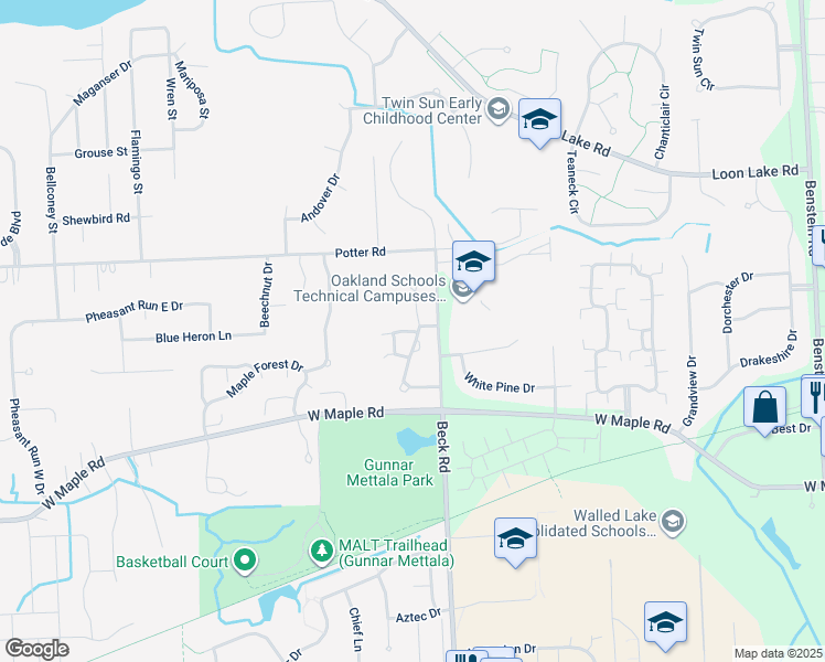 map of restaurants, bars, coffee shops, grocery stores, and more near 986 Rikki Ann in Wixom