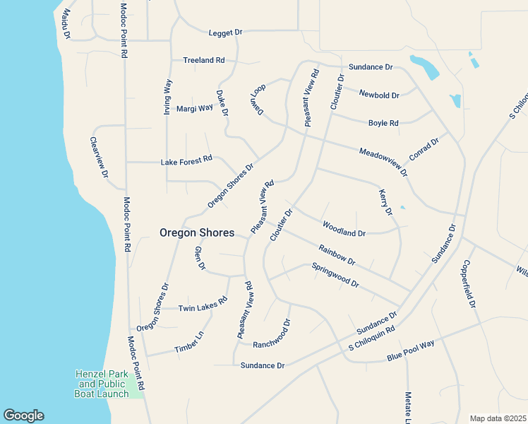 map of restaurants, bars, coffee shops, grocery stores, and more near Pleasant View Road in Chiloquin