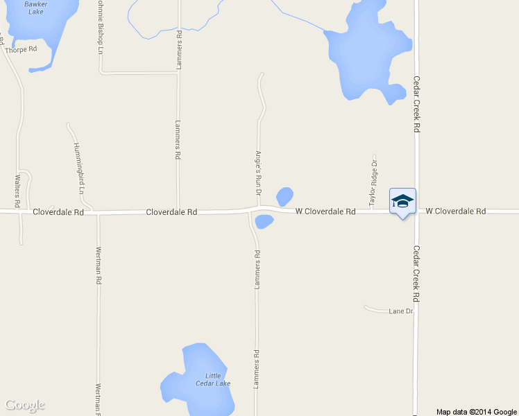 map of restaurants, bars, coffee shops, grocery stores, and more near 3151 West Cloverdale Road in Delton