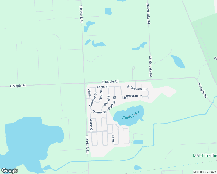 map of restaurants, bars, coffee shops, grocery stores, and more near 4040-4204 Bickel Street in Milford charter Township