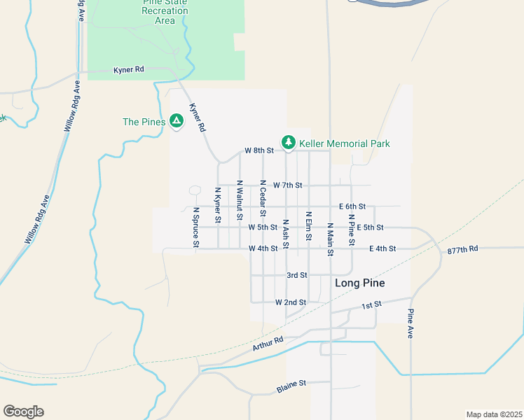 map of restaurants, bars, coffee shops, grocery stores, and more near 501-599 North Cedar Street in Long Pine