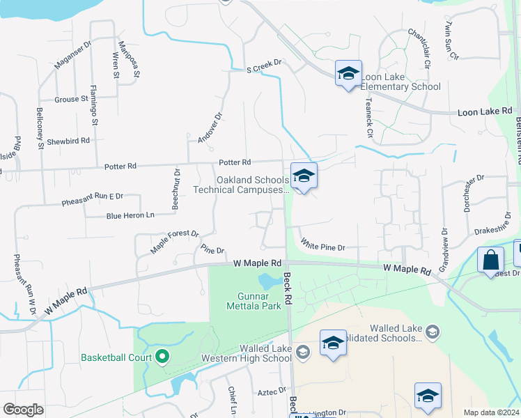 map of restaurants, bars, coffee shops, grocery stores, and more near 986 Rikki Ann in Wixom