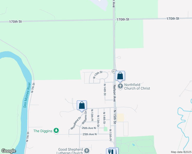 map of restaurants, bars, coffee shops, grocery stores, and more near 15th St in Fort Dodge