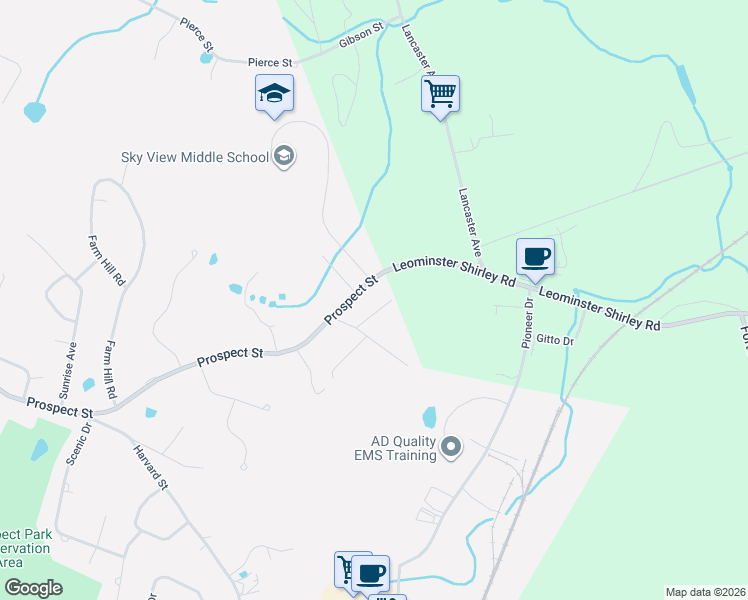 map of restaurants, bars, coffee shops, grocery stores, and more near 24 Brown Avenue in Leominster