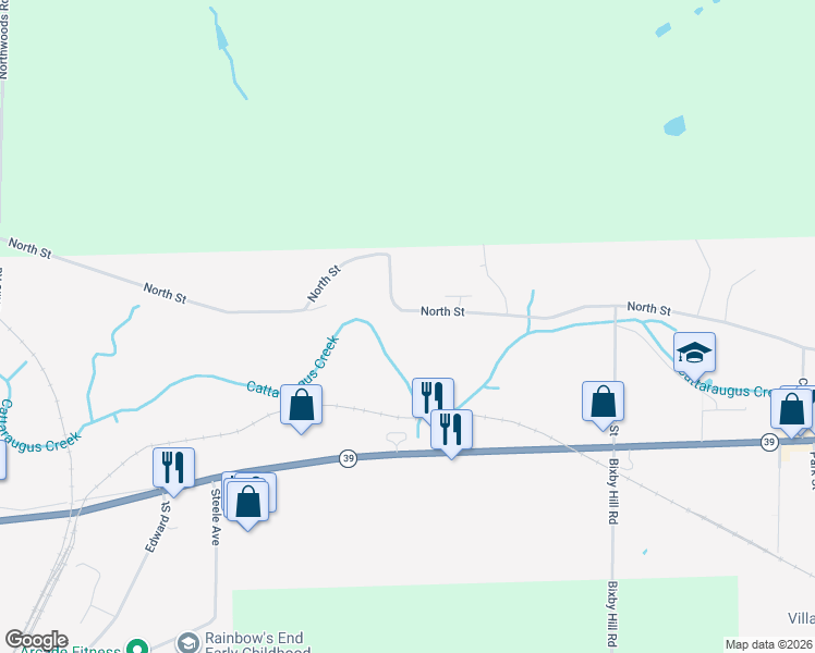 map of restaurants, bars, coffee shops, grocery stores, and more near 534 North Street in Arcade
