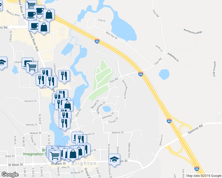 map of restaurants, bars, coffee shops, grocery stores, and more near 504 Victoria Square in Brighton
