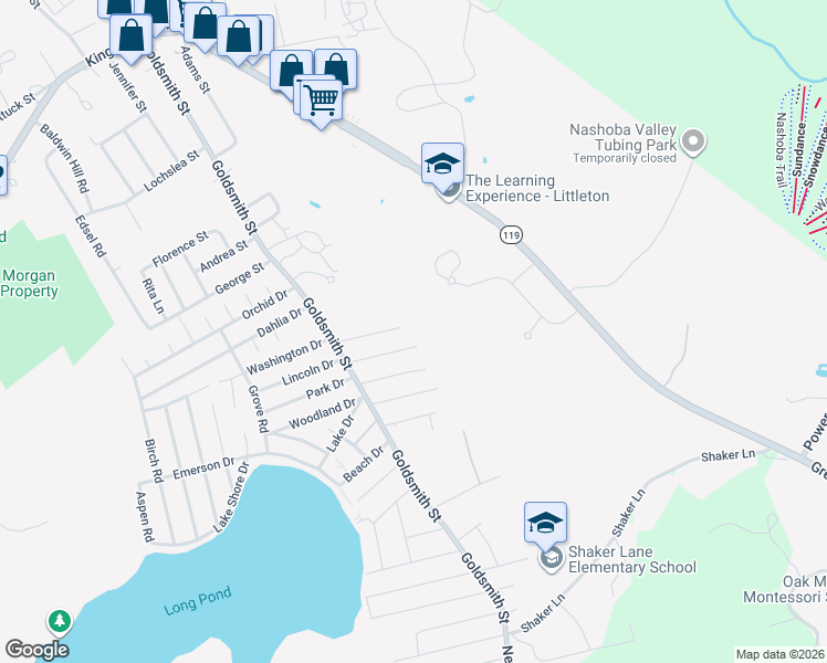 map of restaurants, bars, coffee shops, grocery stores, and more near 27 Maplehurst Road in Littleton