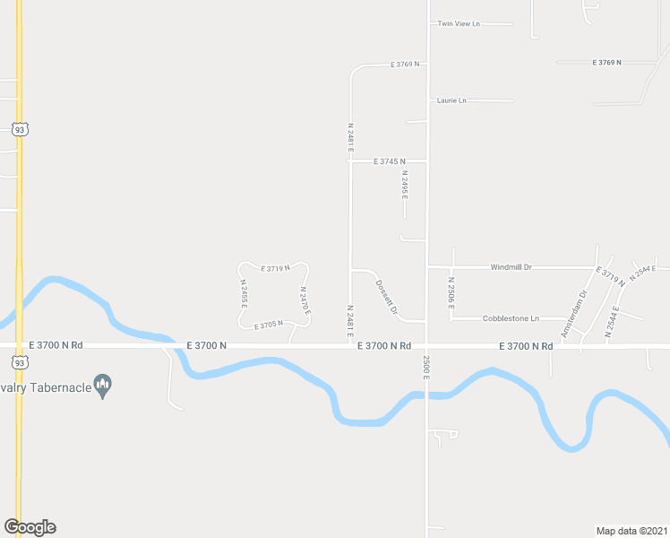 map of restaurants, bars, coffee shops, grocery stores, and more near 3717 North 2481 East in Twin Falls