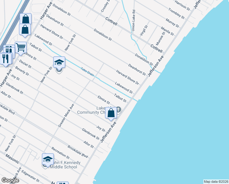 map of restaurants, bars, coffee shops, grocery stores, and more near 23938 Talbot Street in St. Clair Shores