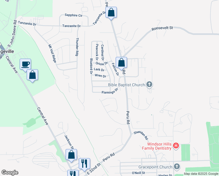 map of restaurants, bars, coffee shops, grocery stores, and more near 4046 Flamingo Drive in Dubuque