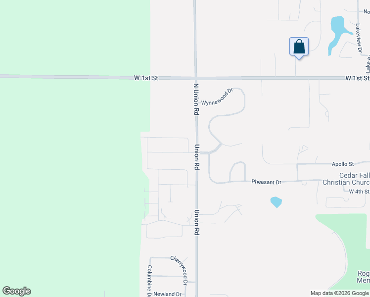 map of restaurants, bars, coffee shops, grocery stores, and more near 107 Berry Hill Road in Cedar Falls