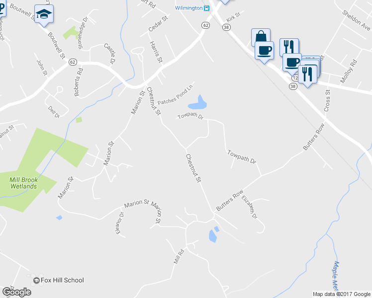 map of restaurants, bars, coffee shops, grocery stores, and more near 69 Chestnut Street in Wilmington