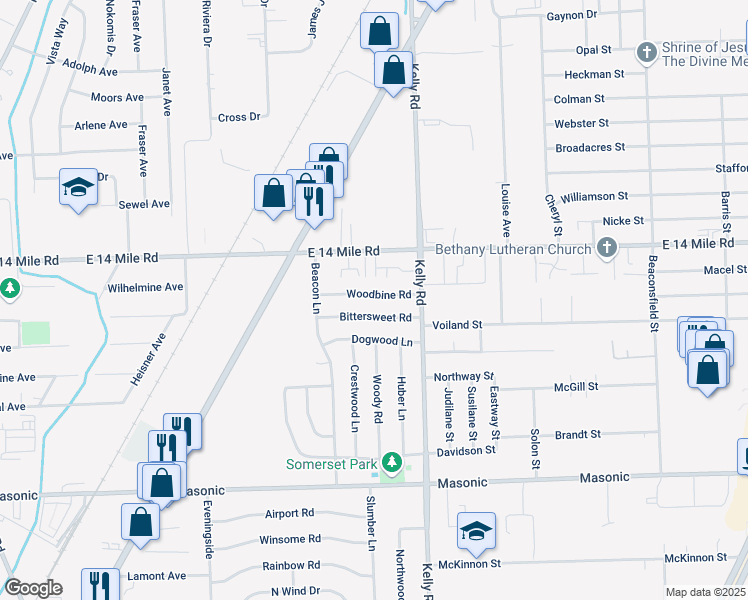 map of restaurants, bars, coffee shops, grocery stores, and more near 18426 Bittersweet Road in Fraser