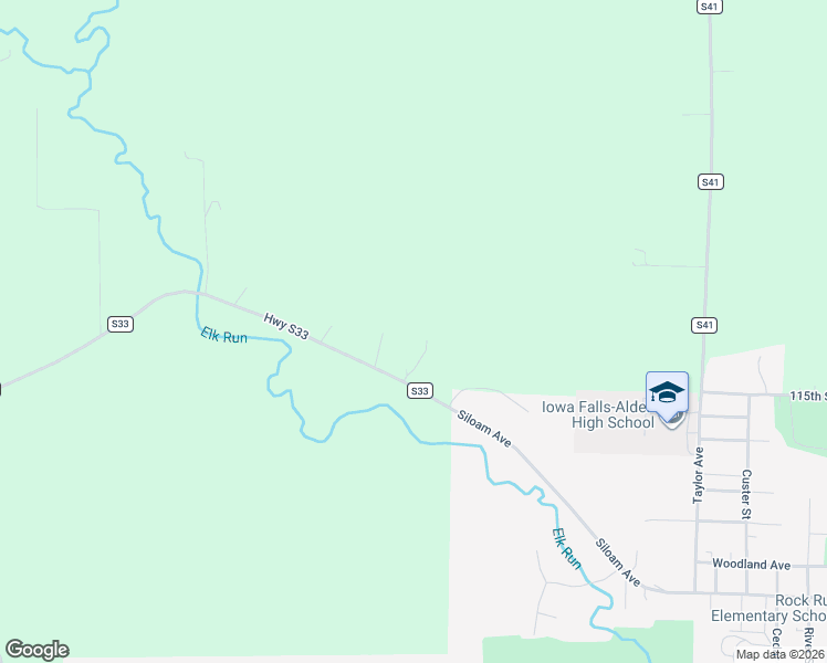 map of restaurants, bars, coffee shops, grocery stores, and more near 11698 County Road S33 in Iowa Falls