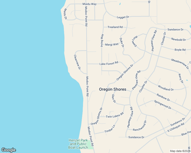 map of restaurants, bars, coffee shops, grocery stores, and more near 3368 Lake Forest Road in Chiloquin