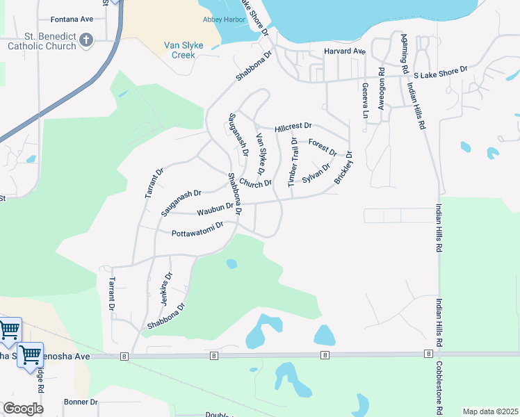 map of restaurants, bars, coffee shops, grocery stores, and more near 890 Featherstone Drive in Fontana-on-Geneva Lake