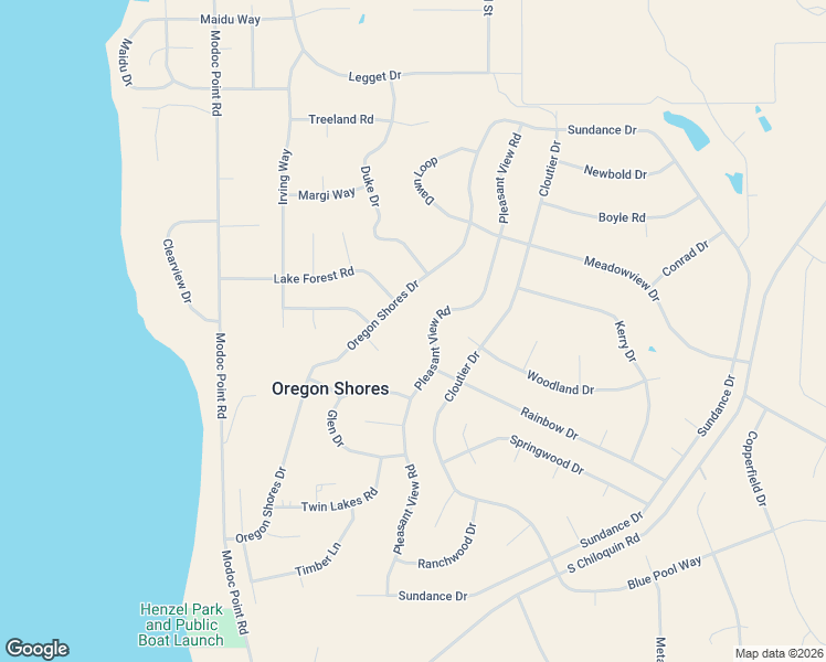map of restaurants, bars, coffee shops, grocery stores, and more near 34538 Pleasant View Road in Chiloquin