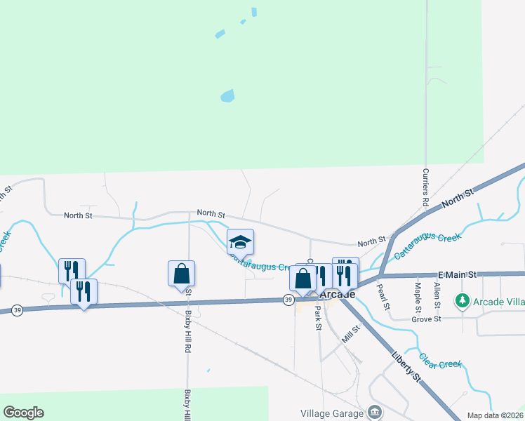 map of restaurants, bars, coffee shops, grocery stores, and more near 10-60 Douglas Drive in Arcade