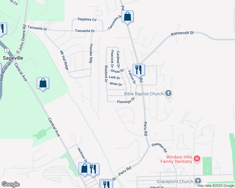 map of restaurants, bars, coffee shops, grocery stores, and more near 4301-4399 Canary Drive in Dubuque
