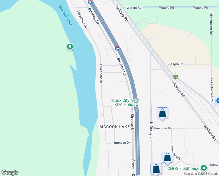 map of restaurants, bars, coffee shops, grocery stores, and more near 560 Lakeshore Drive in North Sioux City