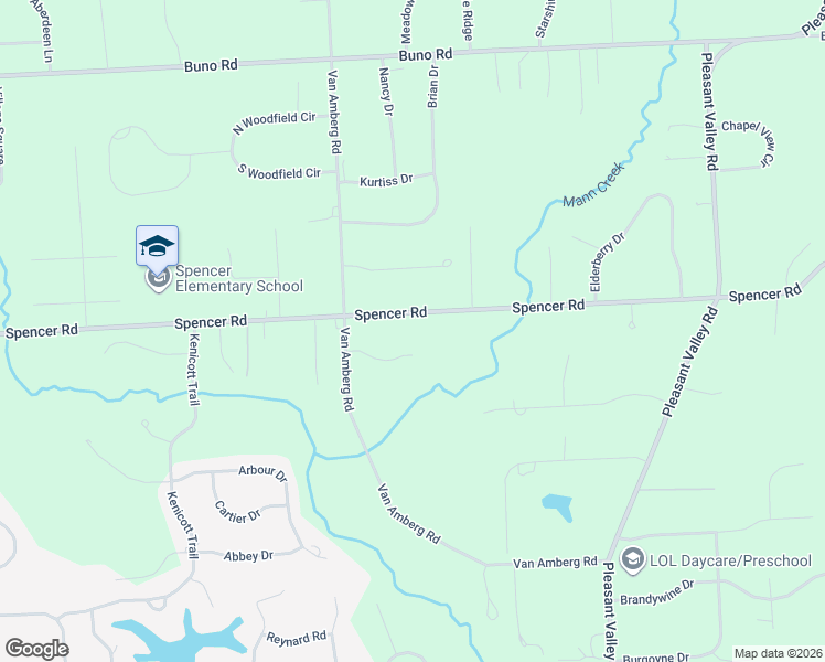 map of restaurants, bars, coffee shops, grocery stores, and more near 11180 Spencer Road in Brighton