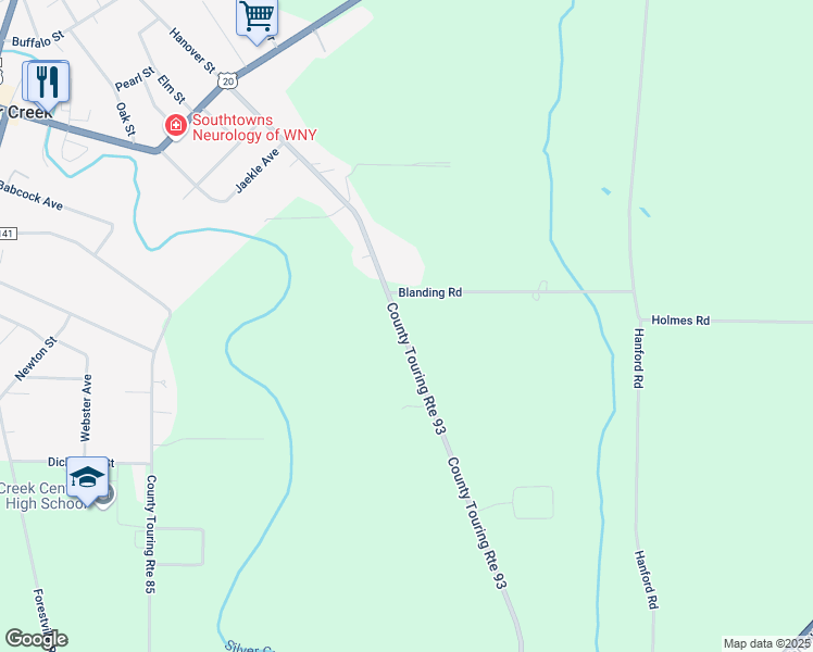 map of restaurants, bars, coffee shops, grocery stores, and more near 12280 Hanover Road in Silver Creek
