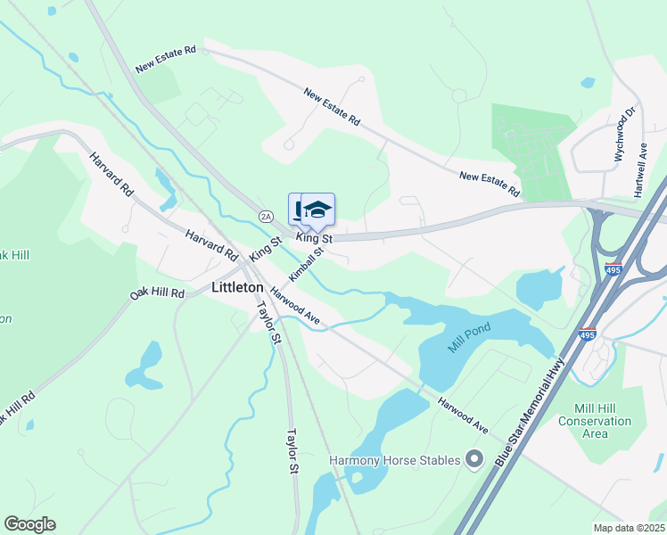 map of restaurants, bars, coffee shops, grocery stores, and more near 1 Kimball Street in Littleton
