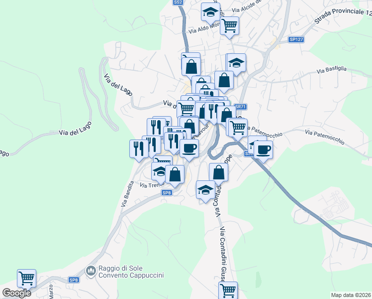 map of restaurants, bars, coffee shops, grocery stores, and more near 37 Corso Cavour in Bolsena
